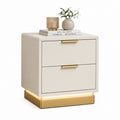 Comodino a 2 cassetti beige in MDF laccato con base dorata 50 x 40 x 55 cm