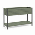 Fioriera rialzata da giardino verde in acciaio zincato rettangolare 100 x 40 x 80 cm con ripiano
