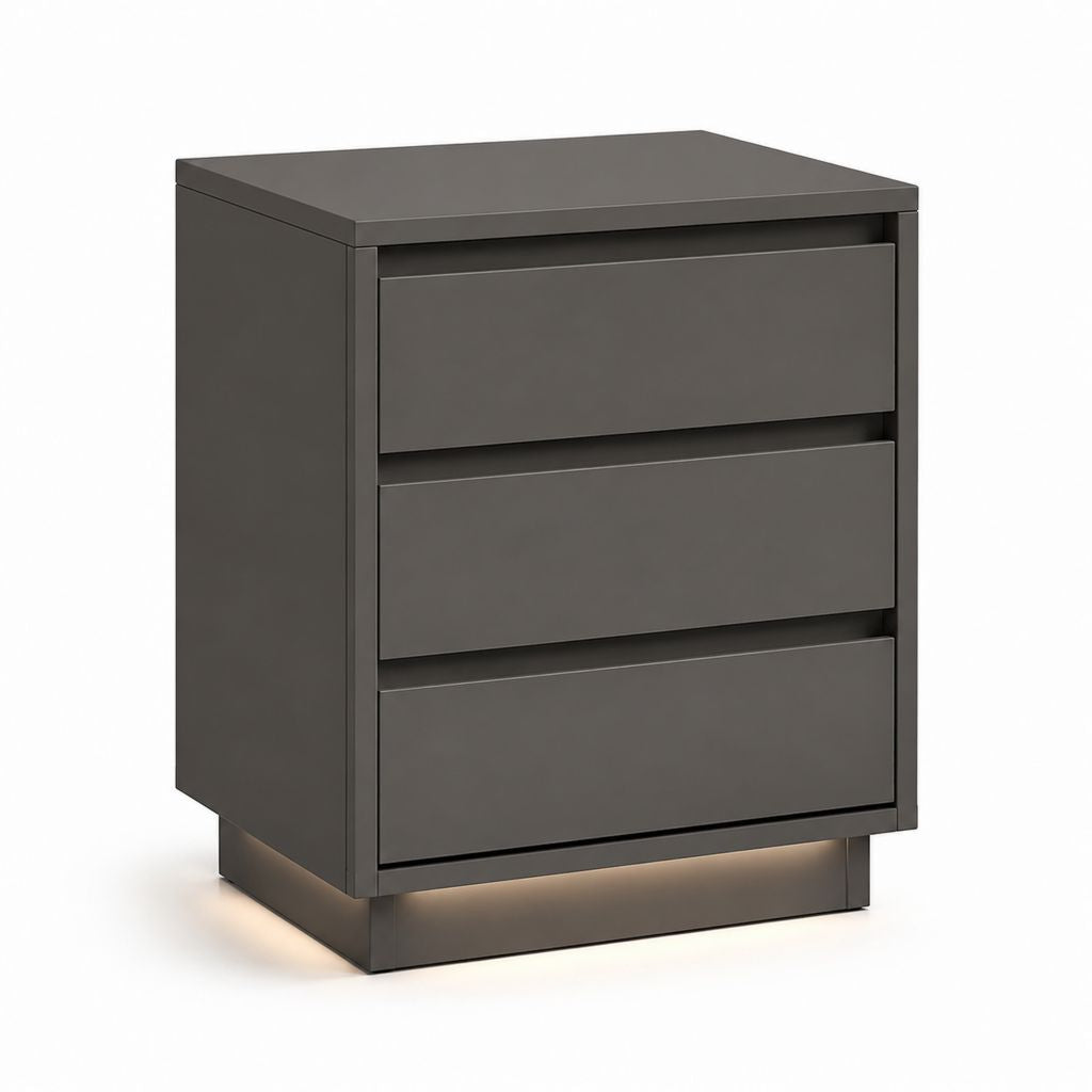 Comodino a 3 cassetti grigio antracite in MDF rettangolare 45 x 40 x 60 cm
