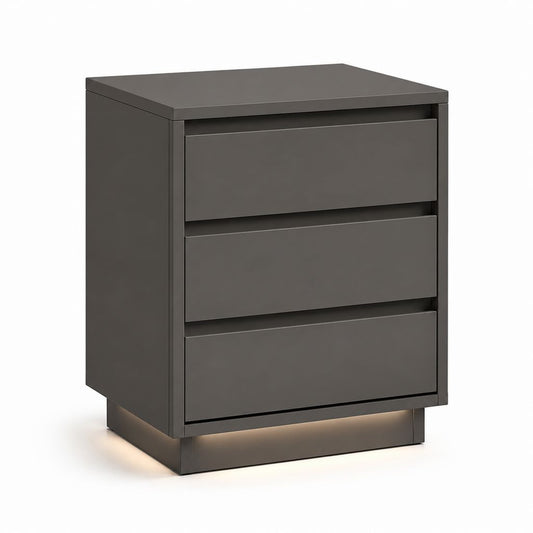 Comodino a 3 cassetti grigio antracite in MDF rettangolare 45 x 40 x 60 cm