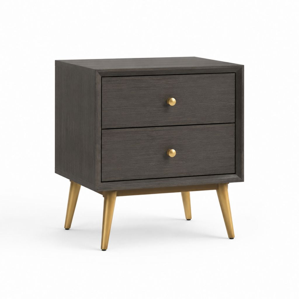 Comodino a 2 cassetti grigio scuro in MDF 50 x 40 x 60 cm