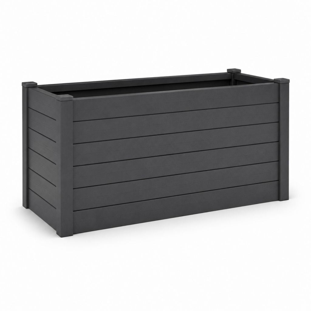 Fioriera rialzata da giardino antracite in WPC rettangolare 100 x 50 x 54 cm