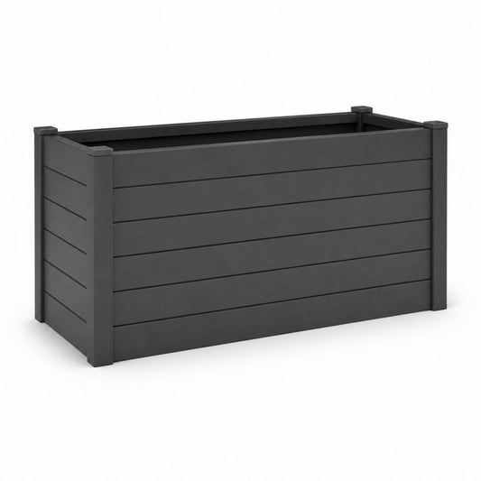 Fioriera rialzata da giardino antracite in WPC rettangolare 100 x 50 x 54 cm