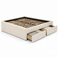 Letto contenitore matrimoniale beige in poliestere con 2 cassetti e rete a doghe 160 x 200 cm