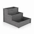 Fioriera rialzata a 3 livelli grigio in legno massello di pino 120 x 120 x 90 cm