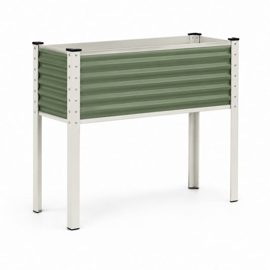 Fioriera rialzata rettangolare verde in acciaio zincato 100 x 40 x 80 cm