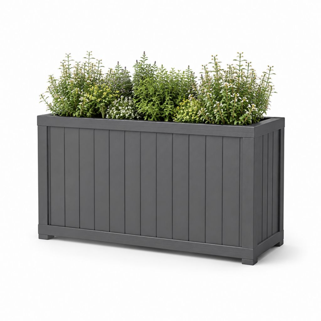 Fioriera rialzata rettangolare antracite in PP 100 x 40 x 80 cm