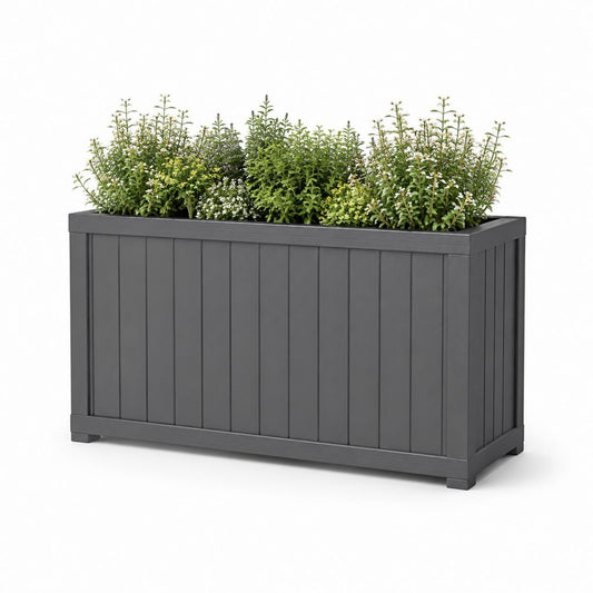 Fioriera rialzata rettangolare antracite in PP 100 x 40 x 80 cm