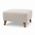Pouf poggiapiedi imbottito beige in poliestere rettangolare con gambe in legno massello 60 x 45 x 40 cm