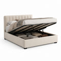 Letto contenitore matrimoniale beige in poliestere rettangolare 160 x 200 cm