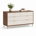 Cassettiera bassa 4 cassetti noce e bianco in MDF 160 x 45 x 85 cm
