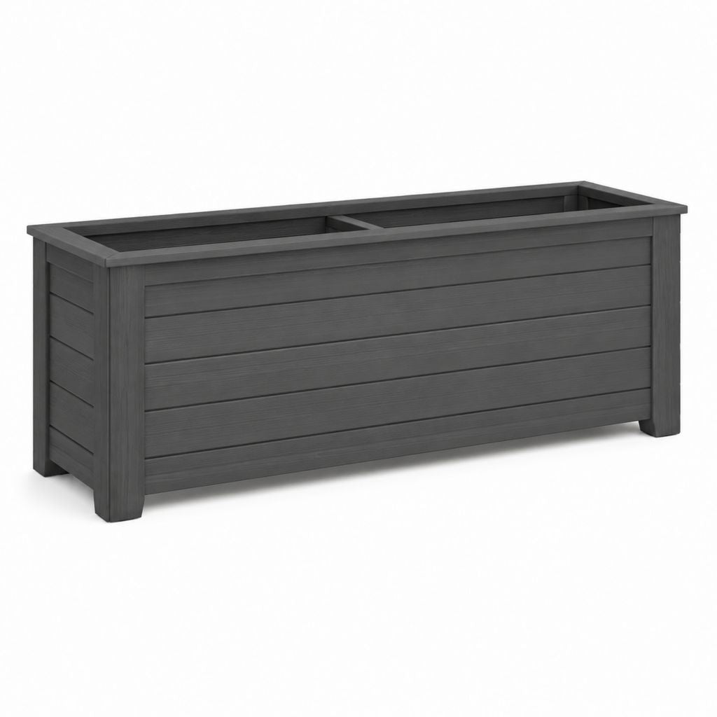 Fioriera rettangolare rialzata grigio antracite in PP 114 x 49 x 57 cm