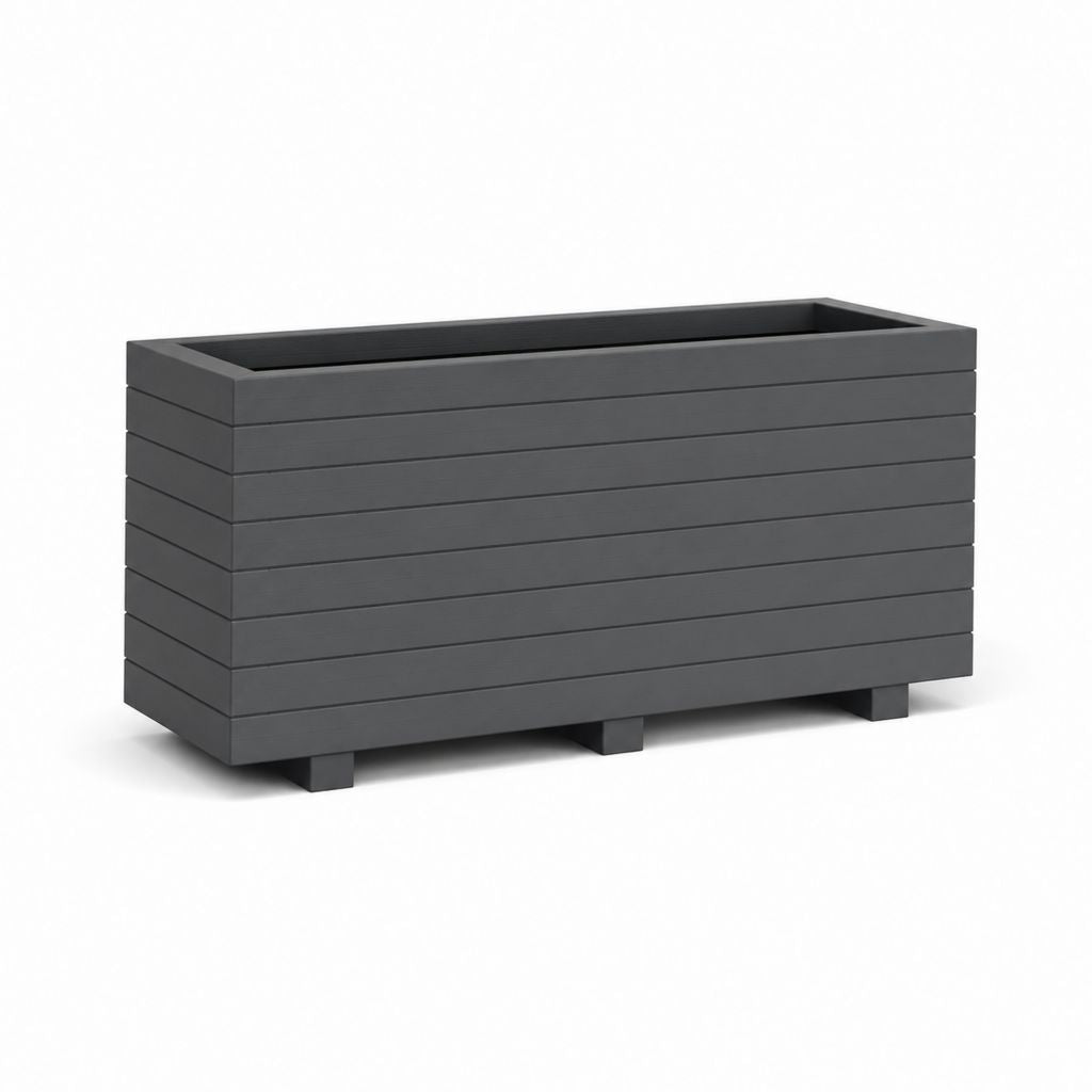 Fioriera rettangolare rialzata grigio antracite in WPC 80 x 40 x 45 cm