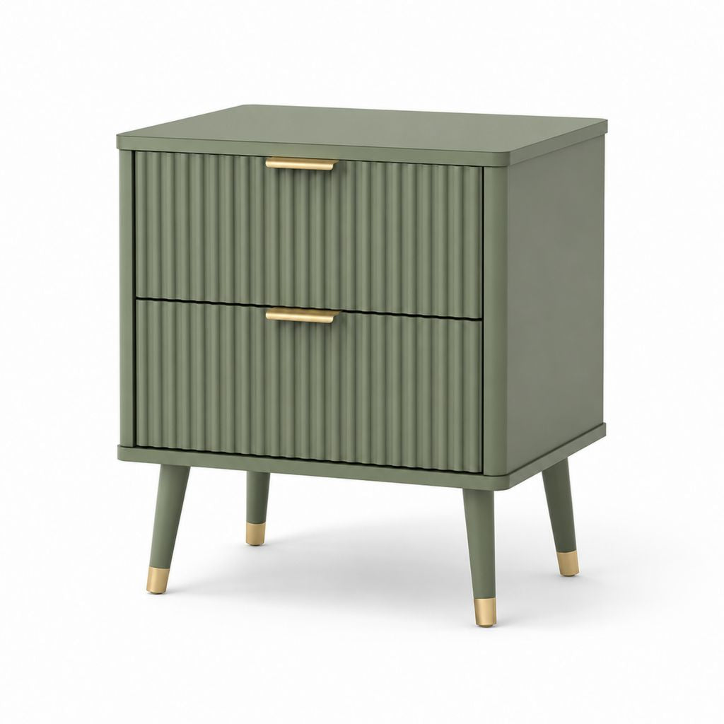 Comodino 2 cassetti verde salvia in MDF rettangolare 50 x 40 x 60 cm