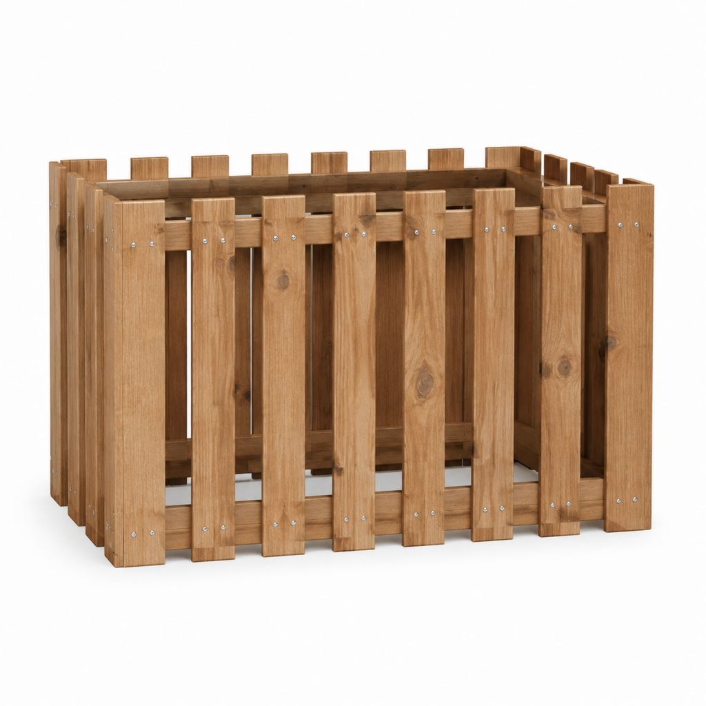 Fioriera da giardino quadrata in legno massello naturale 50 x 50 x 50 cm