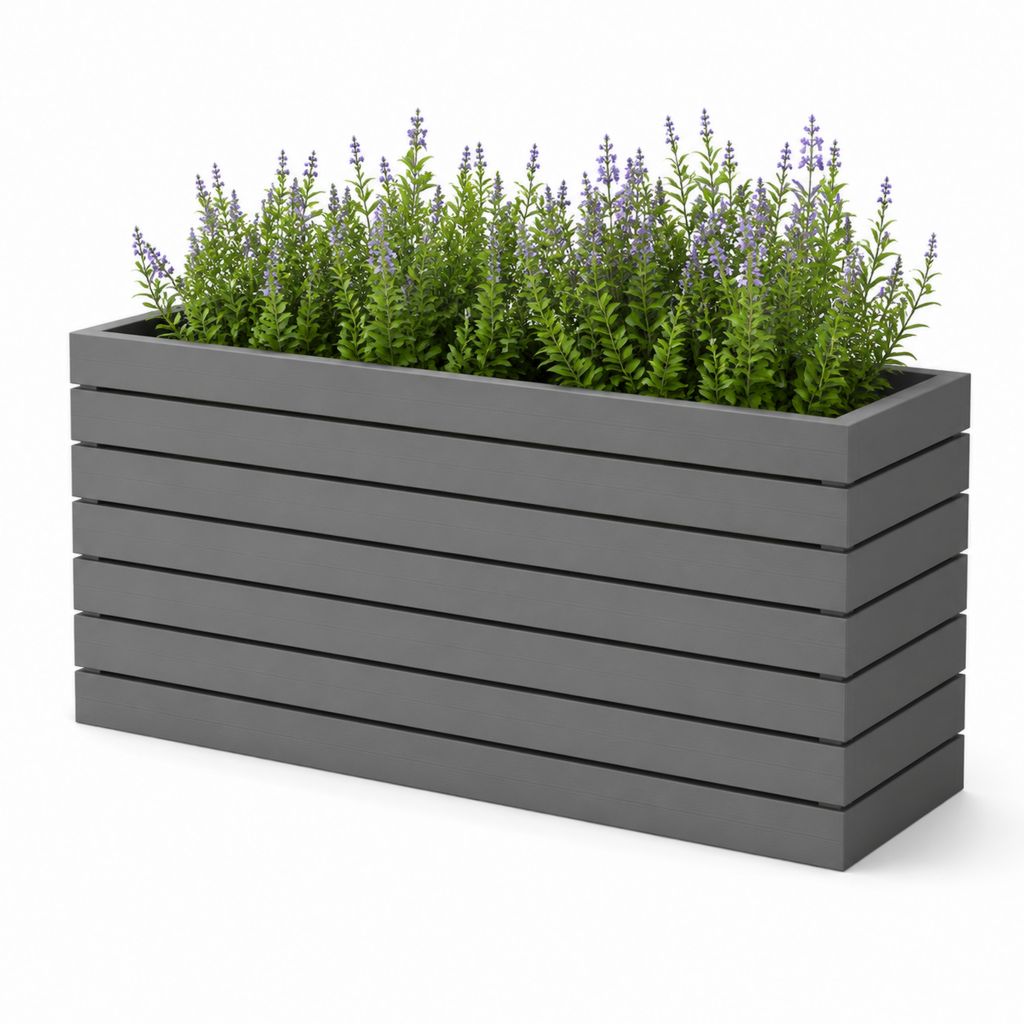 Fioriera rialzata rettangolare grigio antracite in WPC 120 x 40 x 60 cm