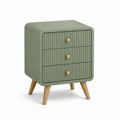 Comodino a 3 cassetti verde salvia in MDF con gambe in legno massello 50 x 40 x 65 cm