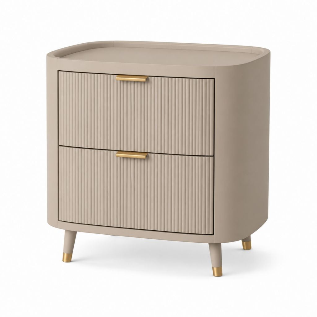 Comodino con 2 cassetti beige in MDF ovale 50 x 40 x 60 cm