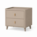 Comodino a 2 cassetti tortora in MDF laccato con maniglie dorate 55 x 45 x 60 cm