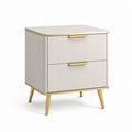 Comodino rettangolare a 2 cassetti bianco e oro in MDF 50 x 40 x 55 cm